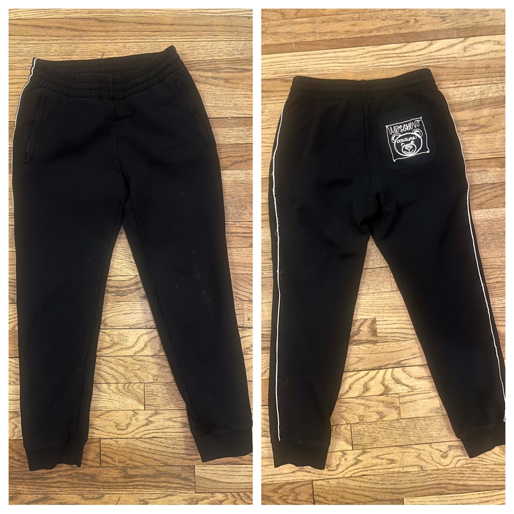Moschino Couture Side Stripe Sweatpants Joggers Bear Pocket **Flaw**
